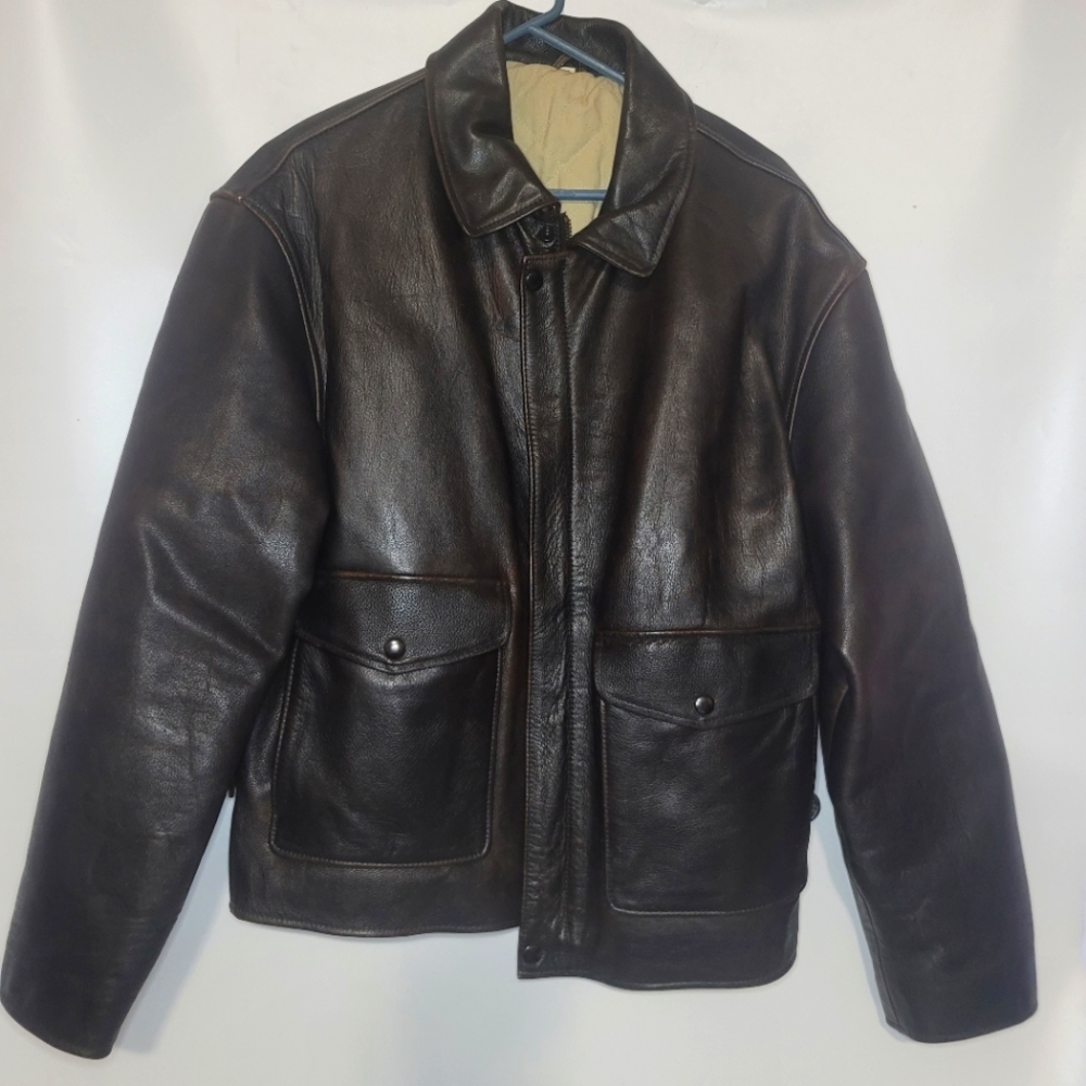 Barneys New York Leather Brown Leather Jacket sz 54/XL